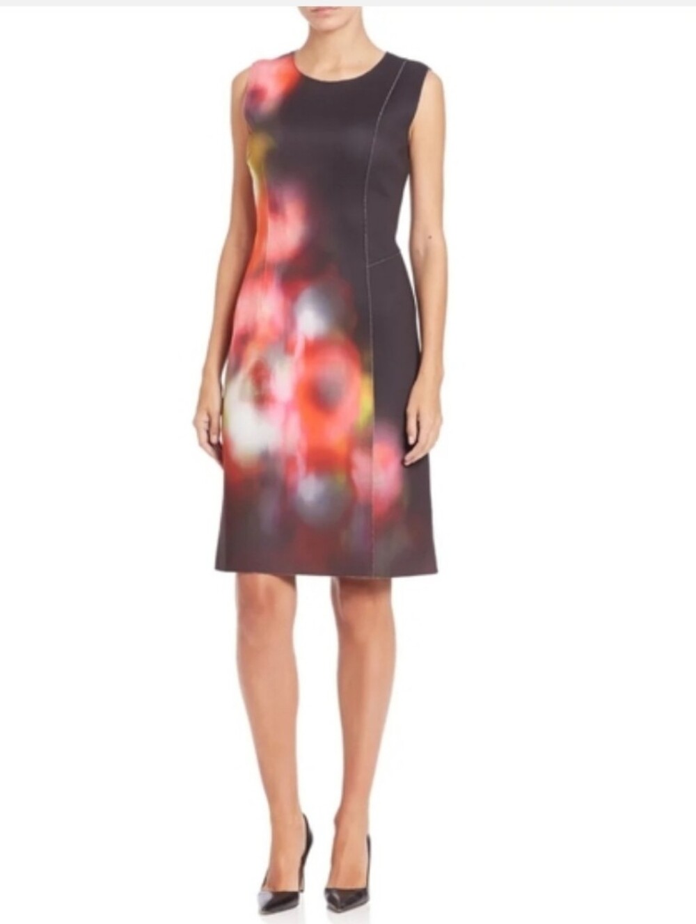 Elie Tahari Chrissy Poppy Scuba Bodycon Sheath Sleevless  Dress Small Party Work